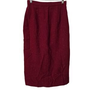 Lily and Taylor 100% Wool Midi Skirt Button and Zip Closure High Waisted Size 6